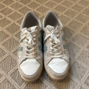 Women's White and Blue Sneakers